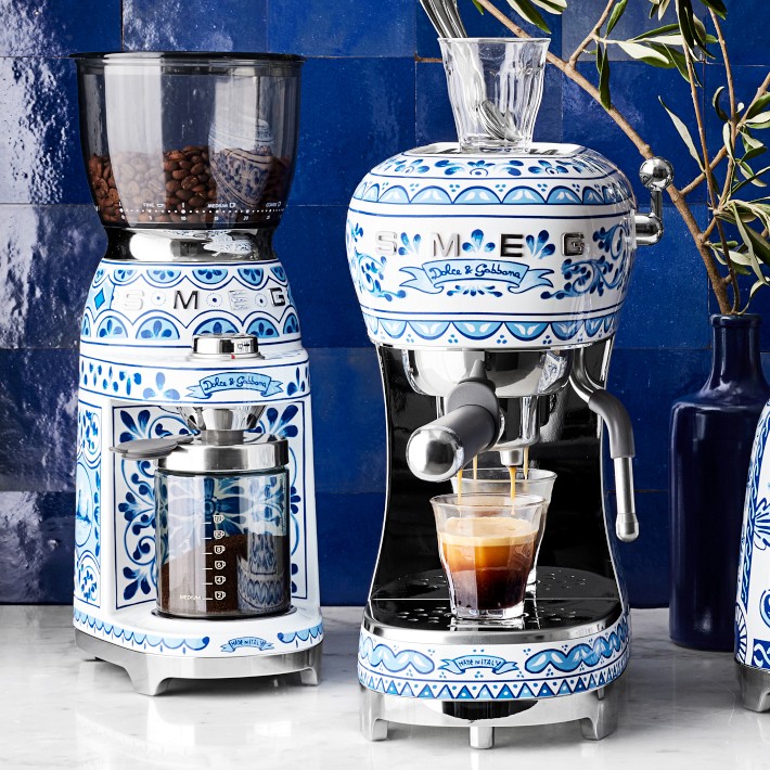 SMEG Dolce Gabbana Manual Espresso Machine, Blu Mediterraneo