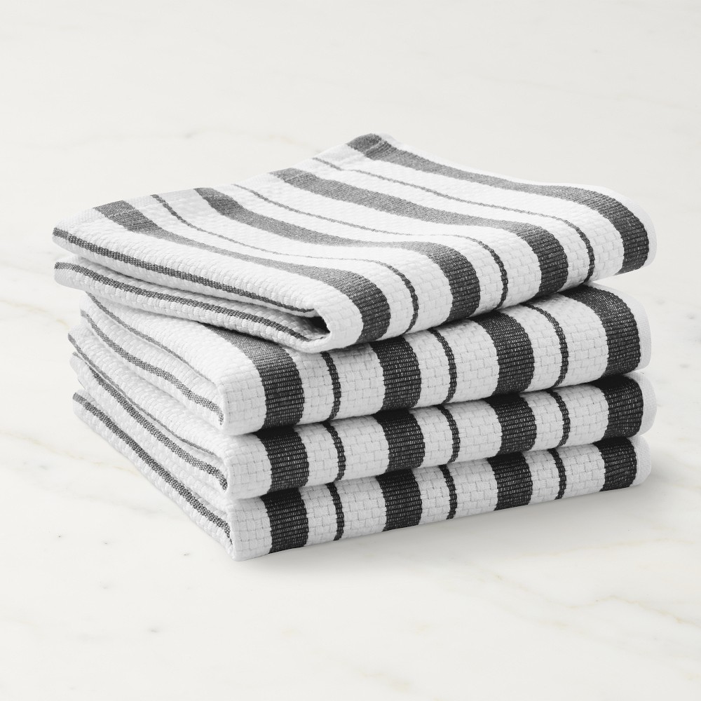 Williams Sonoma Classic Striped Dishcloths - Set of 8, Jet Black