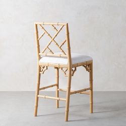 Chippendale Upholstered Bistro Counter Stool, Natural Oak