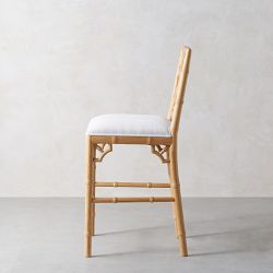 Chippendale Upholstered Bistro Counter Stool, Natural Oak
