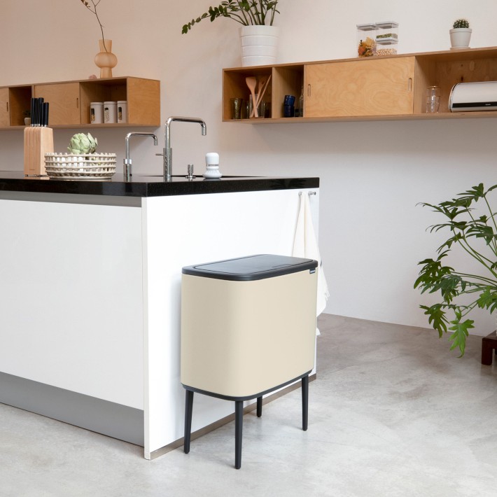 brabantia Bo タッチビン Brabantia Bo 9 Gallon Dual Compartment White Steel Rectangular