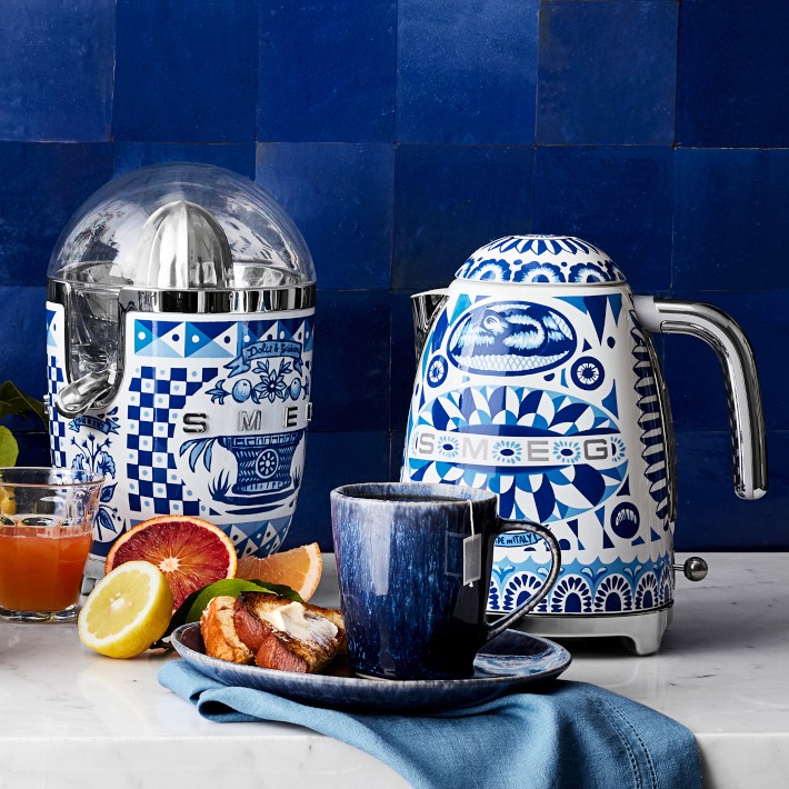 SMEG Dolce Gabbana Electric Kettle, Blu Mediterraneo Williams