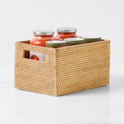 Hold Everything Pantry Rattan Cubby Baskets, Small