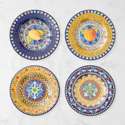 Sicily Outdoor Melamine Salad Plates, Set of 4, Mixed