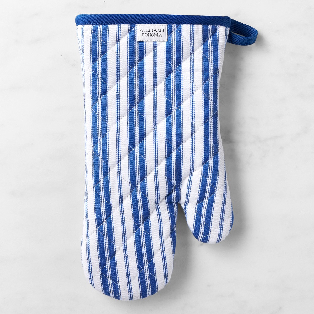 Williams Sonoma Heritage Stripe Oven Mitt - Bright Blue