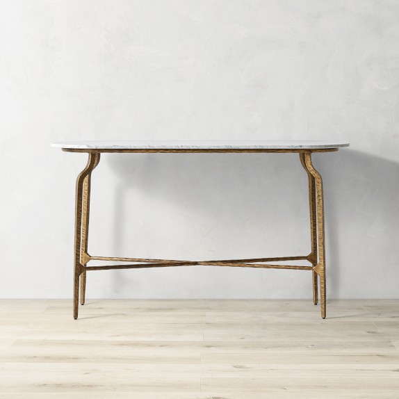 Azurra Hammered Metal Open Console Table (60")