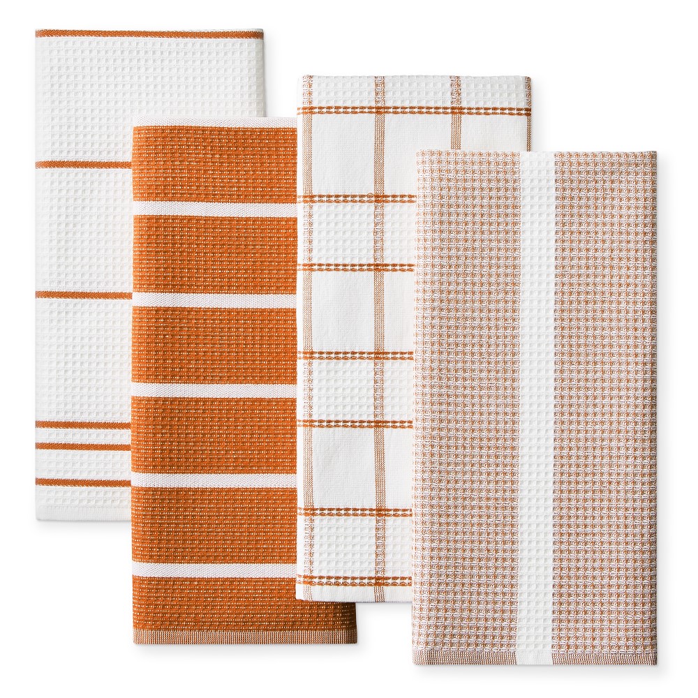 Williams Sonoma Super Absorbent Waffle Weave Towels, Set of 4 - Pumpkin