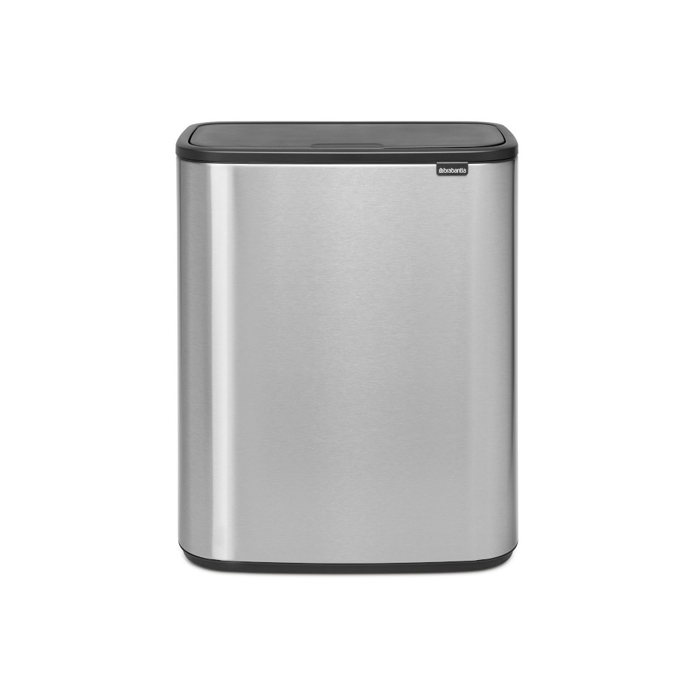 Brabantia Bo Touch Top Dual Compartment Recycling Trash Can, 2 x 8 Gallon - 2 x 8 Gallon, 2 Inner Plastic Buckets, Matte Steel Fingerprint Proof