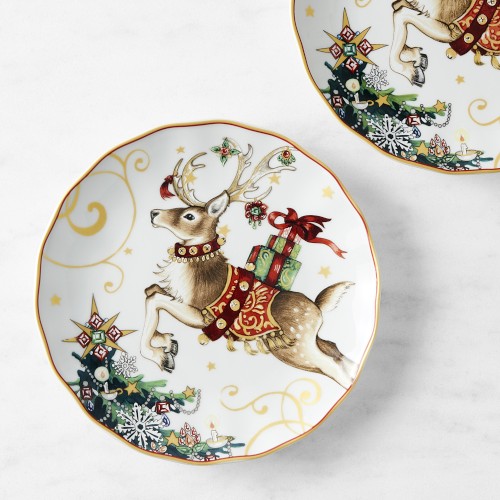 'Twas The Night Before Christmas Salad Plates, Set of 4, Reindeer