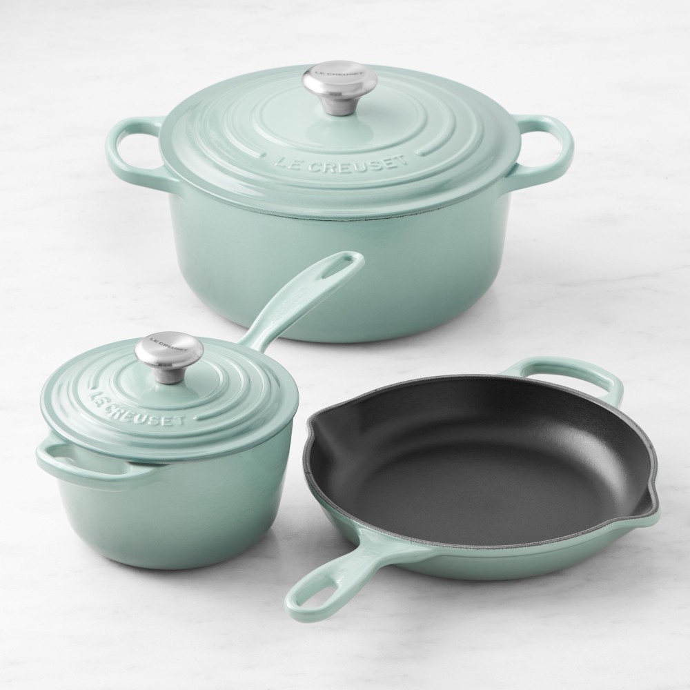 Le Creuset Signature Enameled Cast Iron 5-Piece Cookware Set - Sea Salt