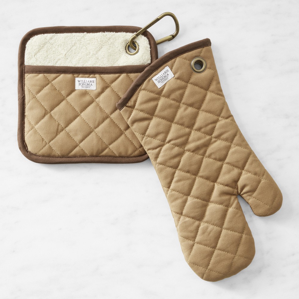 Williams Sonoma Grilling Oven Mitt & Potholder Sets-Brown