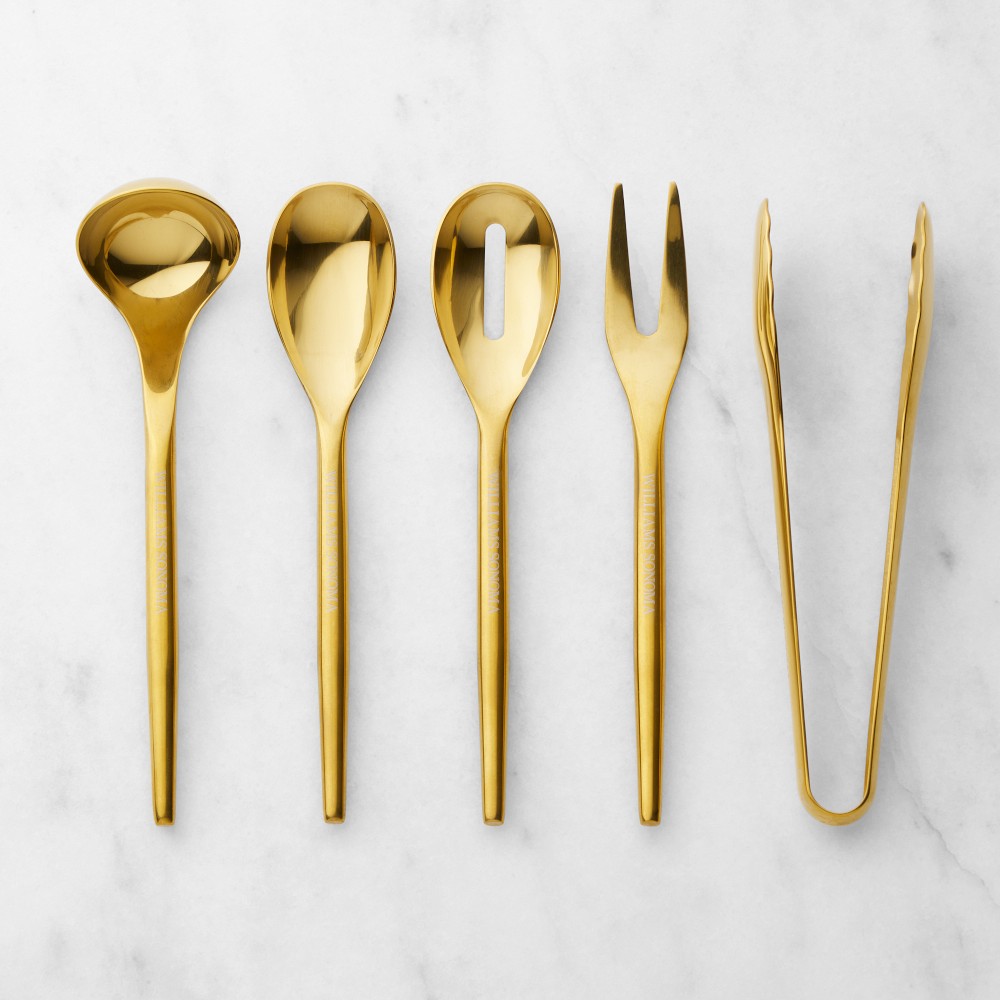 Williams Sonoma Extension Mini Serving Utensils, Set of 5, Brass