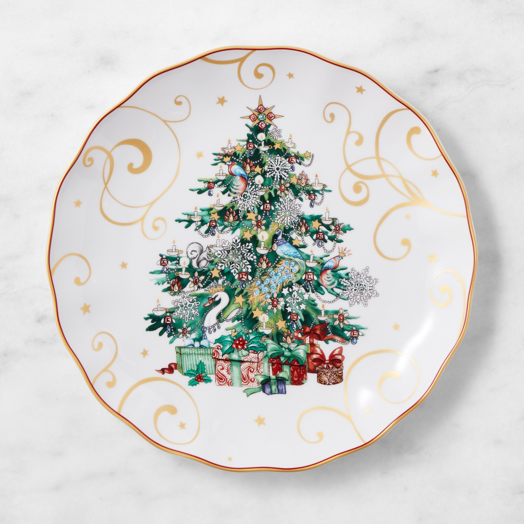 未使用Williams Sonoma クリスマスデザイン プレート 4枚セット Twas the Night Before Christmas Salad Plates - Set of 4 - Mixed
