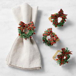 Kim Seybert x Williams Sonoma Figural Wreath Napkin Rings, Set of 4 