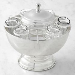 Heirloom Silver Caviar Bowl with Shot Glasses
