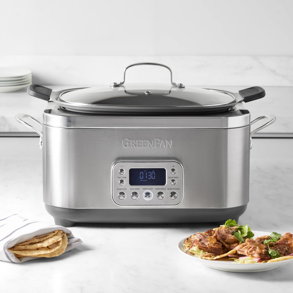 GreenPan™ Premiere Stainless-Steel Slow Cooker, 6-qt - 6-qt
