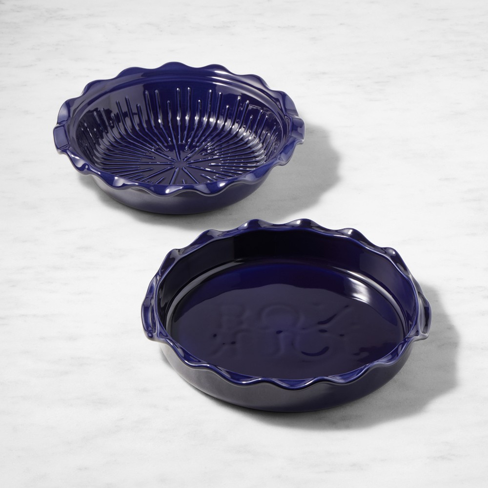 Emile Henry French Ceramic Bonjour Pie & Tart Dish Set