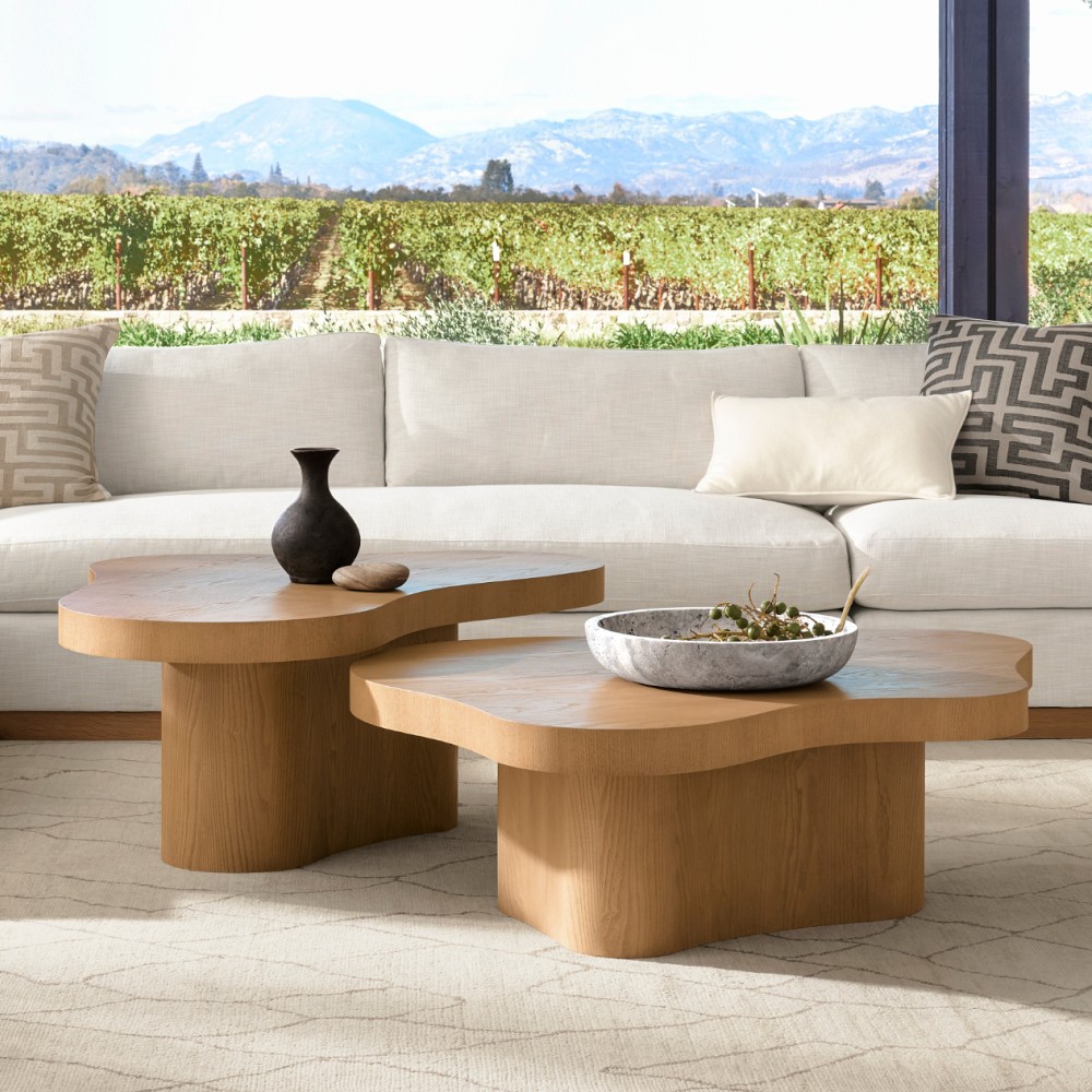 Marin Organic Curved Nesting Coffee Tables (40&quot;- 83&quot;)