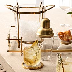 Antique Brass &amp; Glass Champagne Bucket