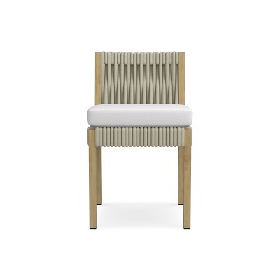 Pasadena Teak Dining Side Chair Cushion, Sunbrella Performance Canvas, White