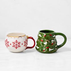 Christmas Tree & Ornament Figural Mug Set