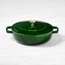 Staub Enameled Cast Iron Braiser, 4-Qt., Basil with Brass Knob