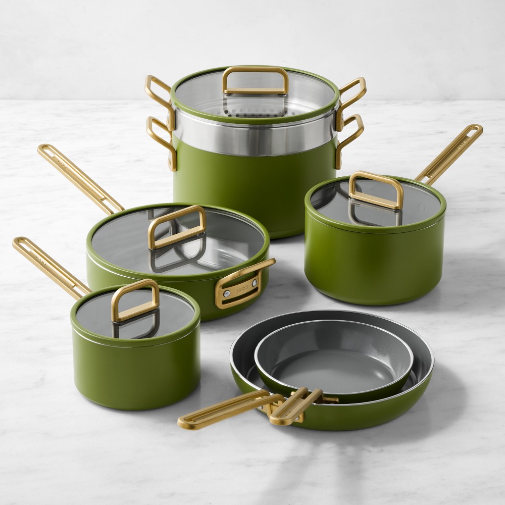 Home: GreenPan Stanley Tucci Ceramic Nonstick 11-Piece Cookware Set, Tuscan Olive