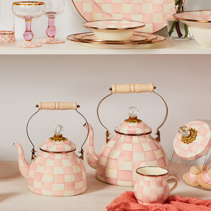 MacKenzie-Childs Rosy Check Tea Kettle | Williams Sonoma