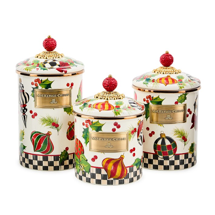 MacKenzie Childs Deck The Halls Large Canister | Williams Sonoma