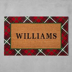 Red Tartan Holiday Doormat