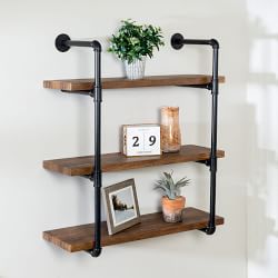 Industrial Pipe 3-Tier Wall Shelf