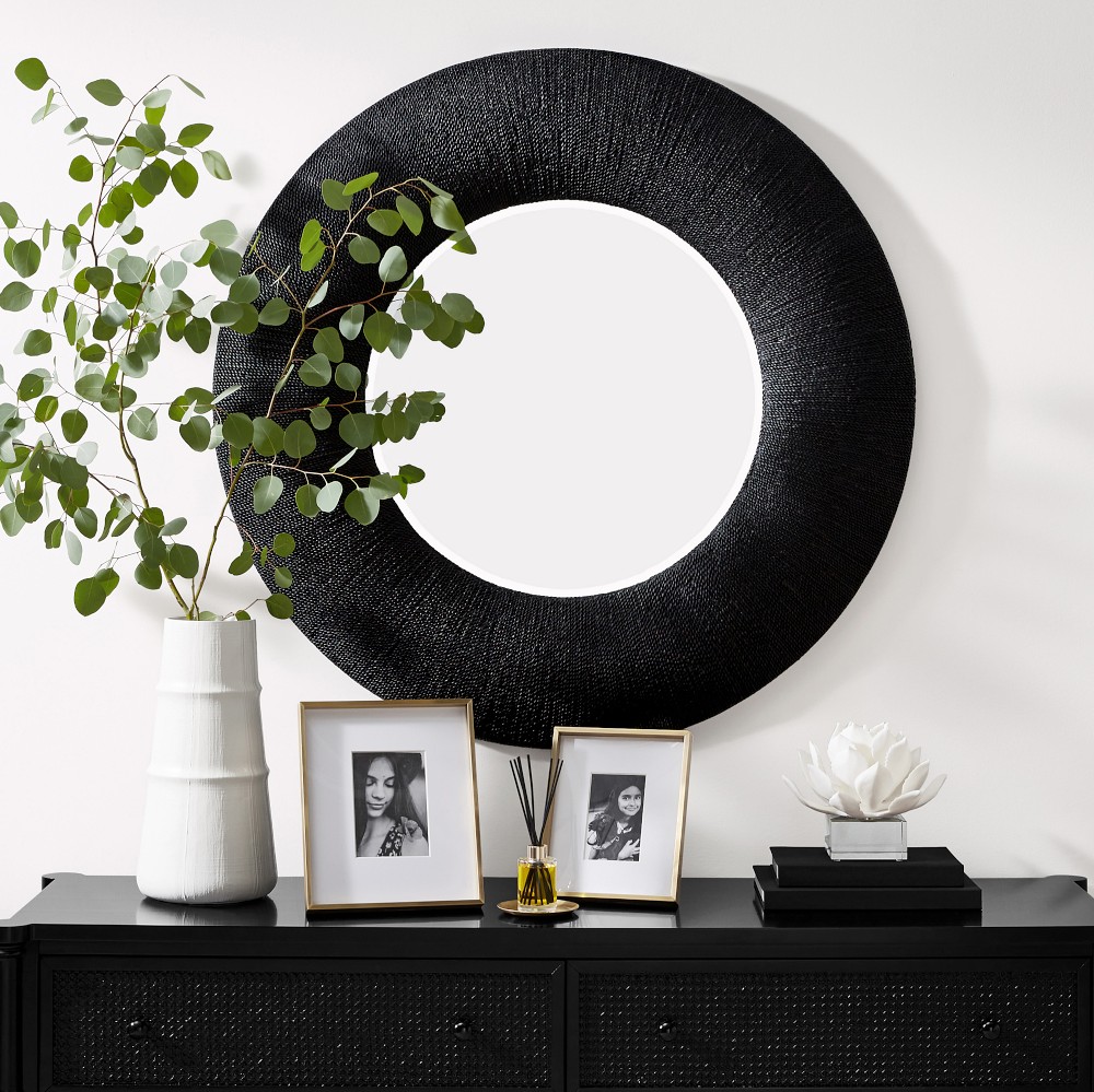 Point Reyes Round Mirror, Black