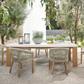 Larnaca Outdoor Teak Fiberstone Dining Table (96