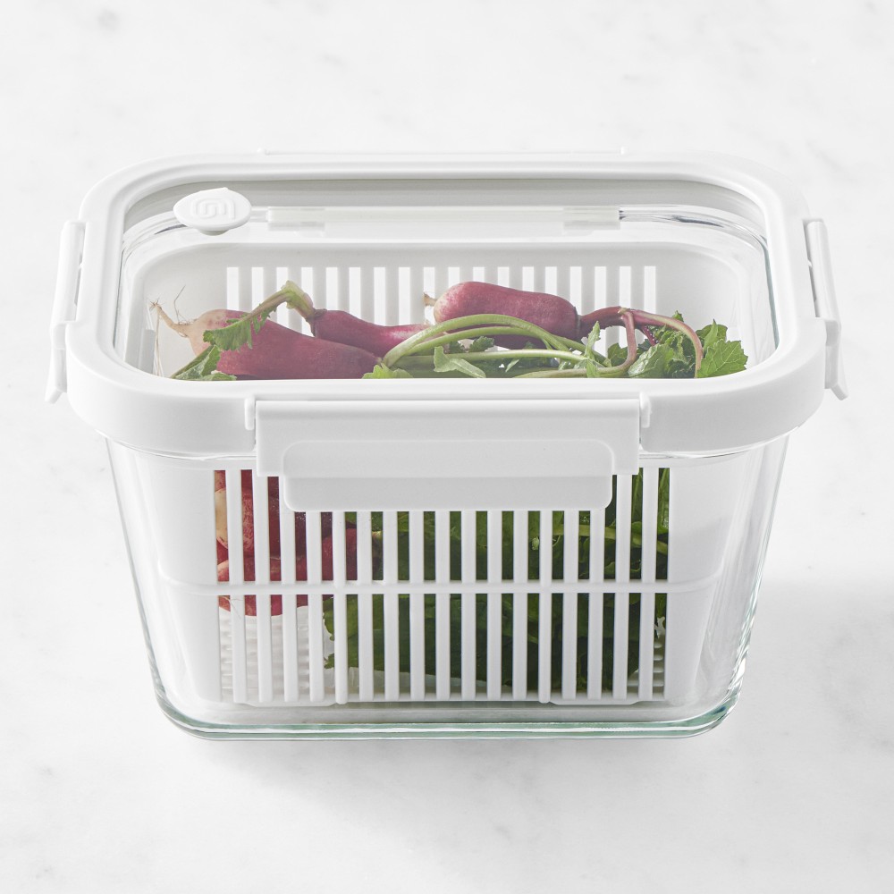 Hold Everything Fridge Colander and Glass Storage Container - Large