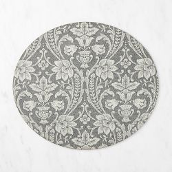 Italian Leather Coated Damask Placemat, Black
