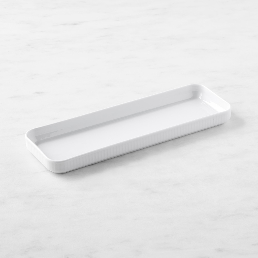 Pillivuyt Plisse Porcelain Long Appetizer Trays - Long, Set of 2