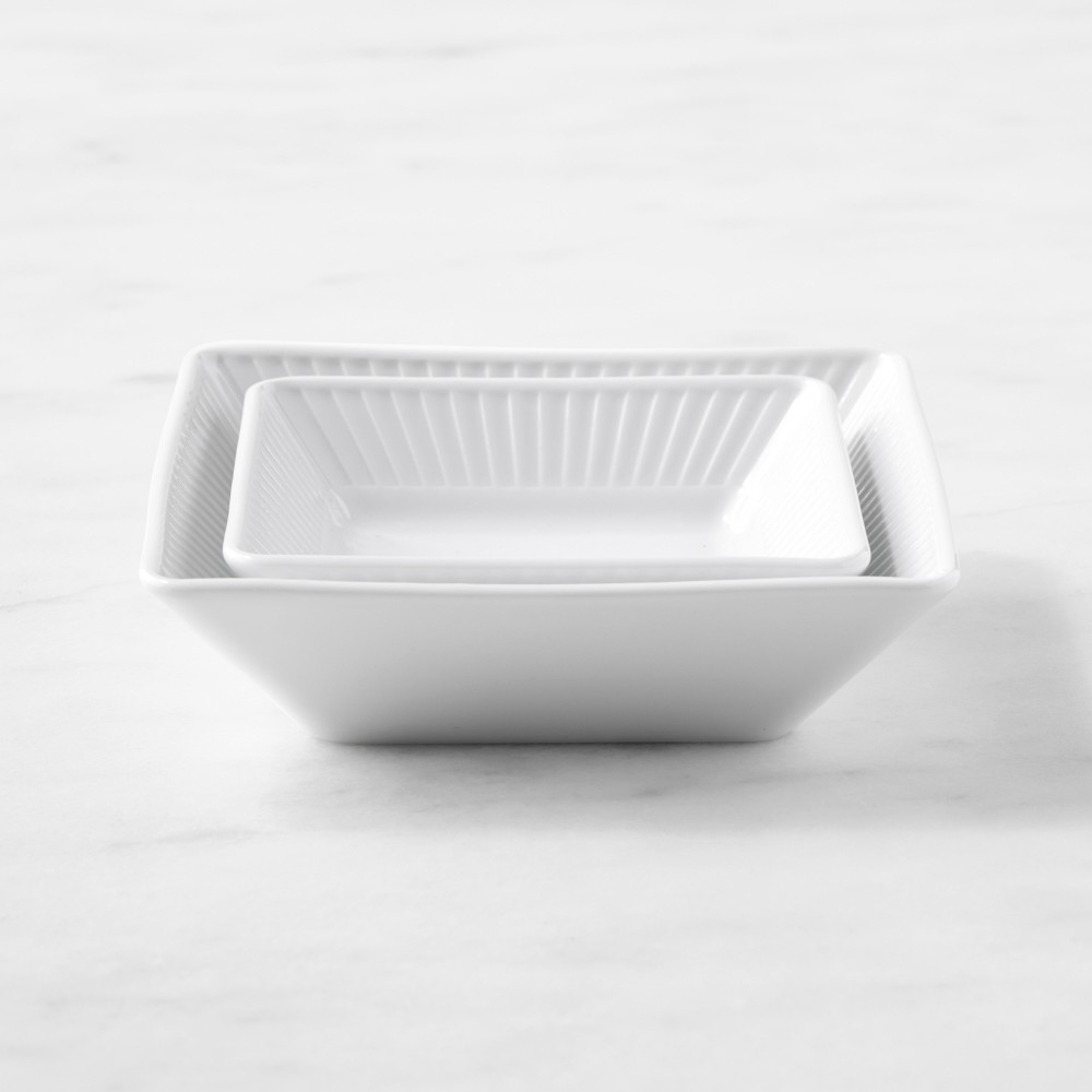 Pillivuyt Plisse Porcelain Square Nesting Dip Bowls, Set of 2 - Set of 2