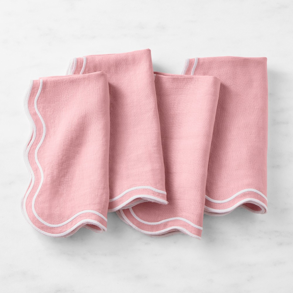 AERIN x Williams Sonoma Scalloped Napkins, Set of 4 - Set of 4, Pink