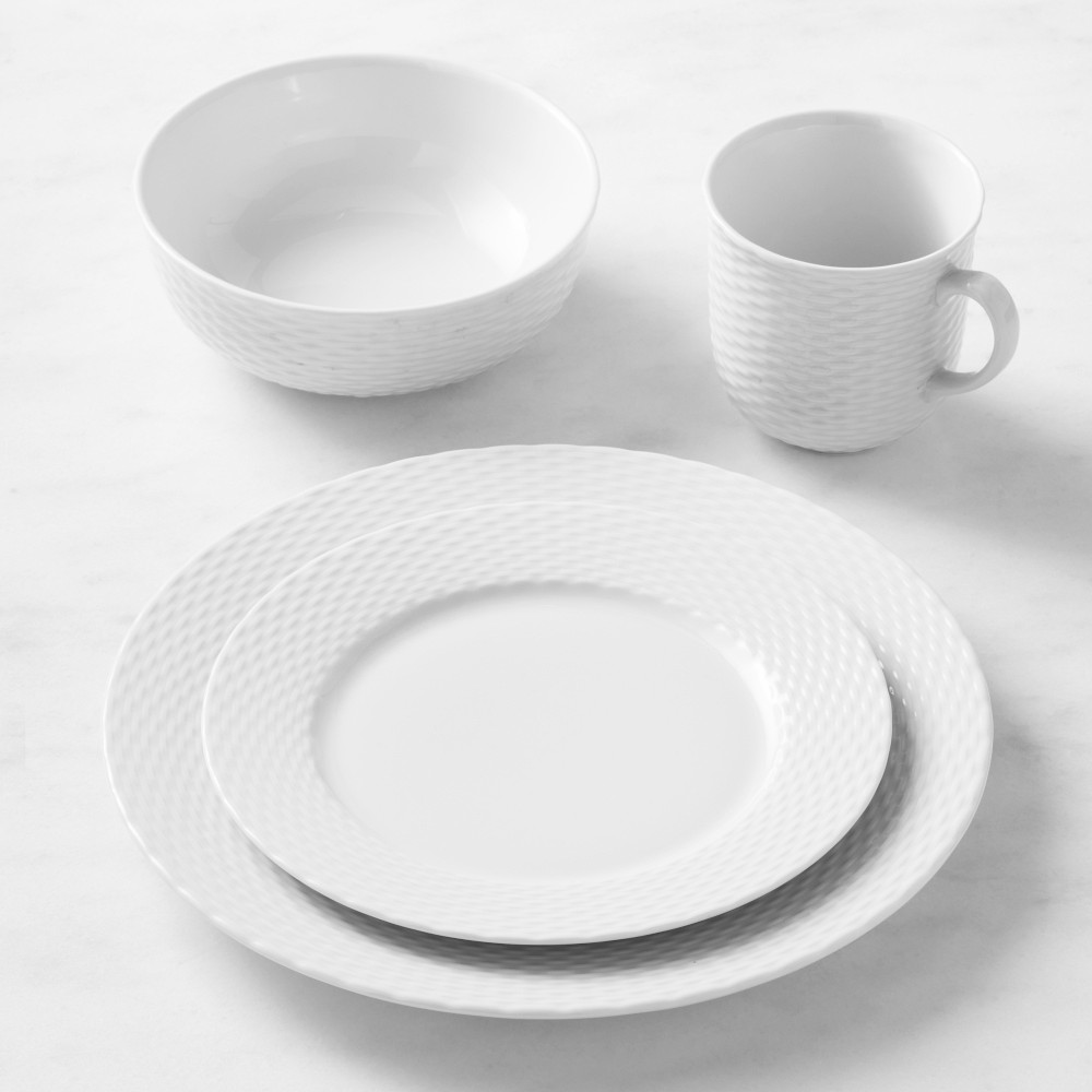 Pillivuyt Basketweave Porcelain Dinnerware Set 16-Piece