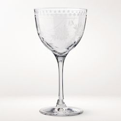 Vintage Etched Nick & Nora Glasses, Set of 4