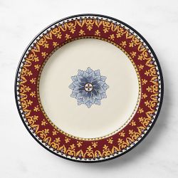 Sicily Red Outdoor Melamine Dinner Plates, Set of 4