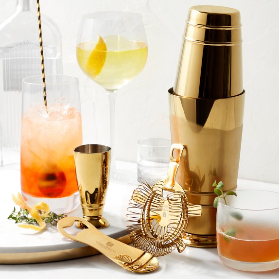 Crafthouse by Fortessa Ultimate Antique Brass Shaker and Tool Set