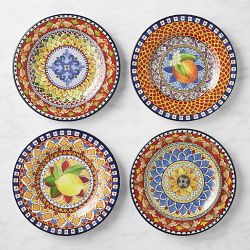 Sicily Red Outdoor Melamine Salad Plates, Set of 4