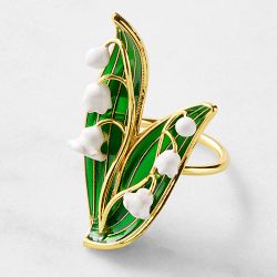 Cloisonn&#233; Lily Napkin Rings, Set of 4