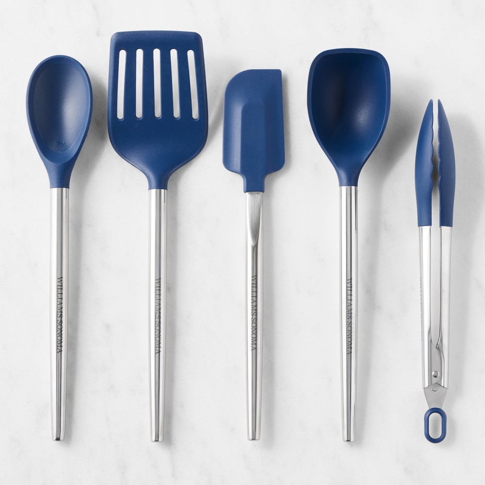 Williams Sonoma Stainless-Steel Silicone Utensils, Set of 5 - Navy, Set of 5