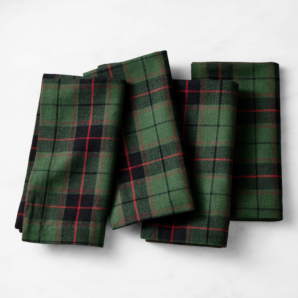 Green Tartan Napkins, Set of 4 - Set of 4