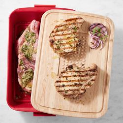 Williams Sonoma Deep Marinade Tray with Rubberwood Lid