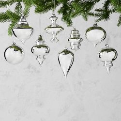Williams Sonoma Classic Ornaments, Set of 8, Silver