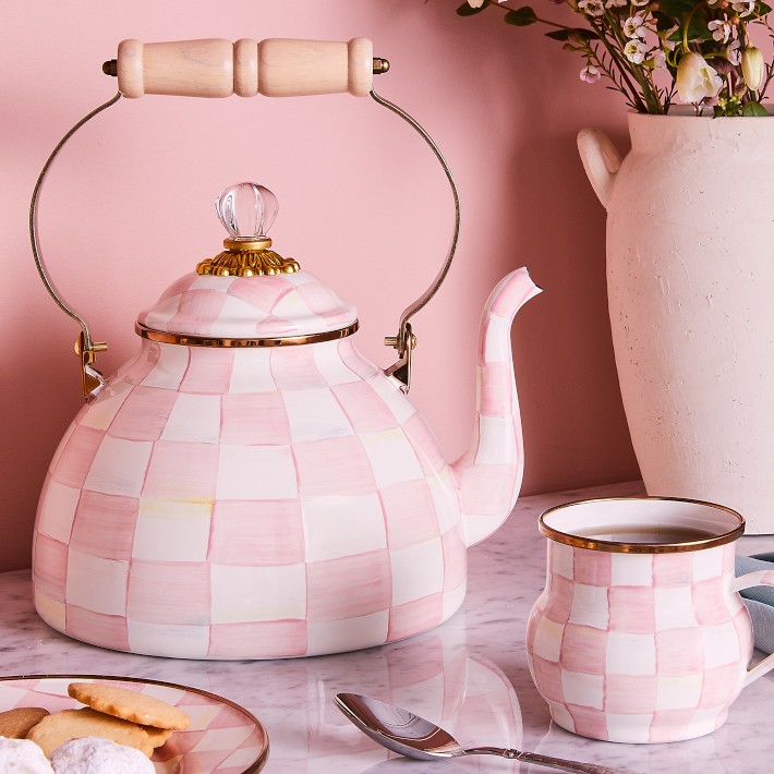 MacKenzie-Childs Rosy Check Tea Kettle | Williams Sonoma