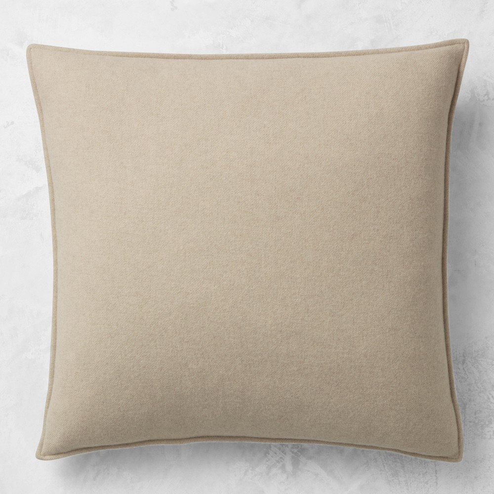 European Solid Cashmere Pillow Cover - 22" x 22", Oatmeal